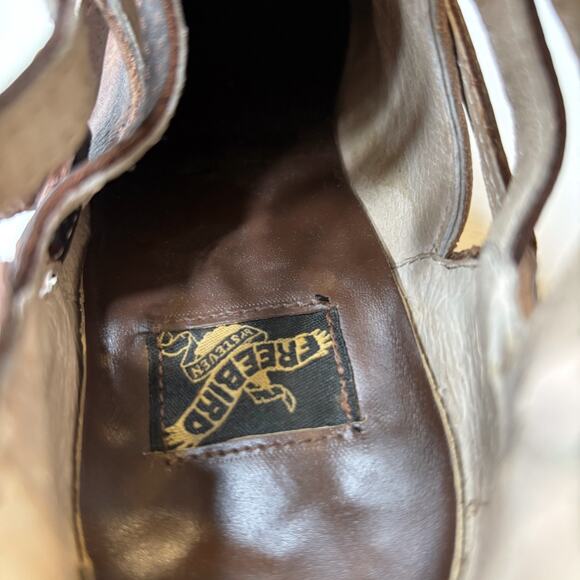 Freebird by Steven Stair Brown Leather Cutout Ankle Boots Buckle Strap Women’s 9 - Picture 8 of 9